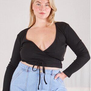 Big Bud Press Long Sleeve Wrap Top Espresso Sz XXS